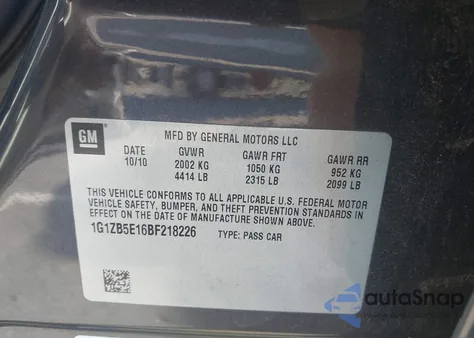 2011 Chevrolet Malibu Ls из США, поврежденный, VIN 1G1ZB5E16BF218226